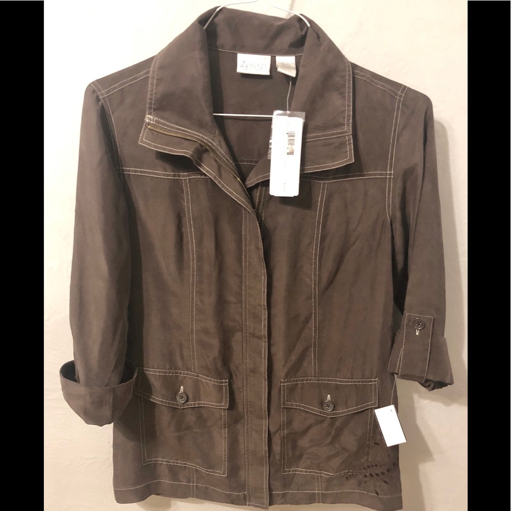 NWT Chico’s 100% Silk Zynergy safari jacket size 0